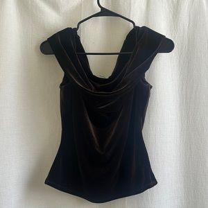 Reformation off the shoulder brown velvet top